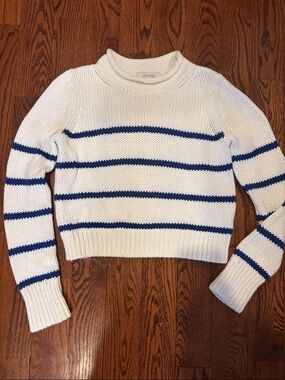 La Ligne White & Blue Striped Marin Sweater